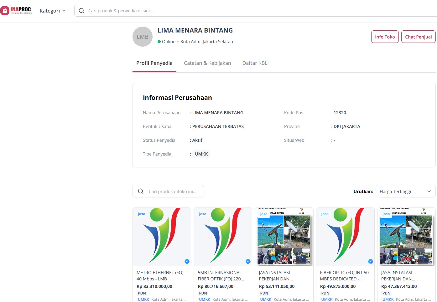 E-Katalog V6 provider profile screenshot thumbnail