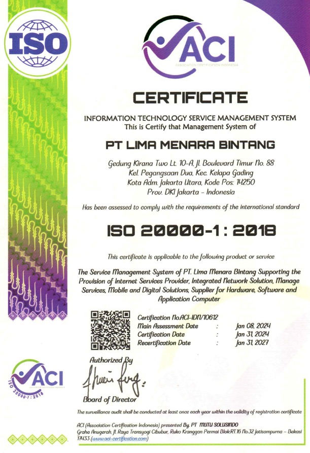 ISO 20000-1 2018 certificate thumbnail