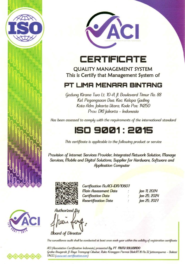 ISO 9001 2015 certificate thumbnail
